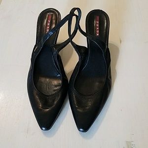 Prada leather slingback heels